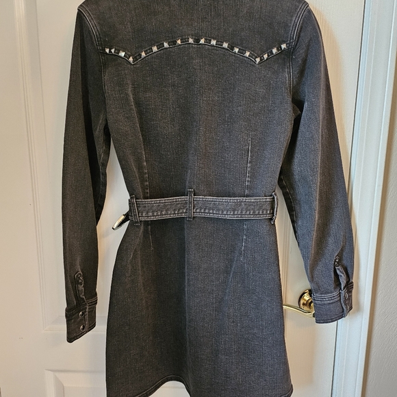 Idyllwind Western Studded Black Denim Belted Dress - Picture 2 of 7